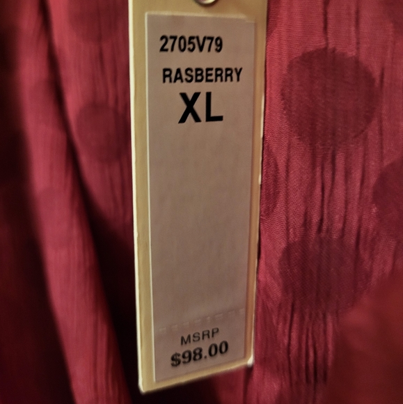 Max Studio Polka Dot V Neck Sheer Wrap Blouse XL Raspberry - Picture 6 of 7